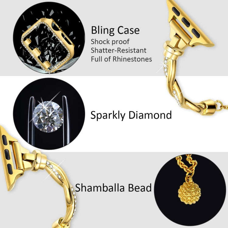 For Apple Watch Series 8 41mm Twist Bracelet Diamond Metal Watch Band(Gold)