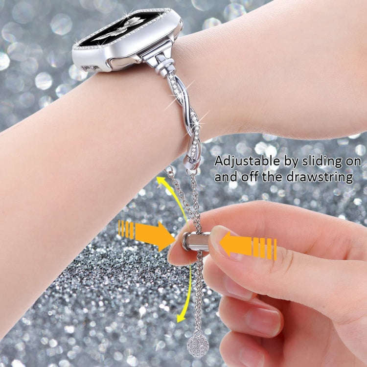 For Apple Watch Series 5 40mm Twist Bracelet Diamond Metal Watch Band(Silver)