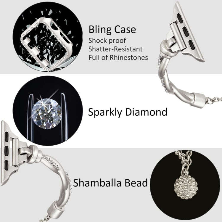 For Apple Watch Series 2 38mm Twist Bracelet Diamond Metal Watch Band(Starlight Color)