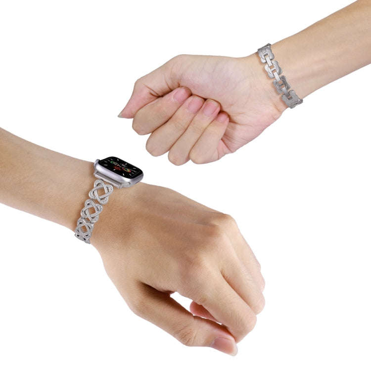 For Apple Watch 6 40mm Hearts Crossed Diamond Metal Watch Band(Starlight Color)
