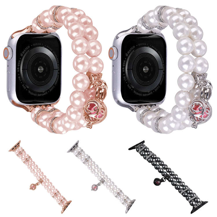 For Apple Watch Ultra 2 49mm Beaded Dual Row Pearl Bracelet Watch Band(White)