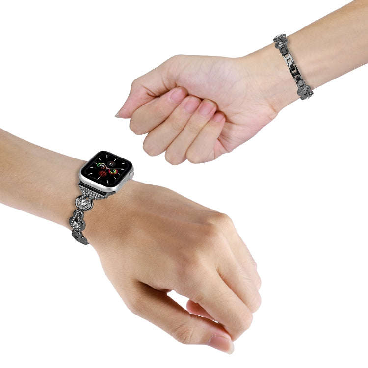 For Apple Watch Ultra 2 49mm Gourd Diamond Metal Watch Band(Black)
