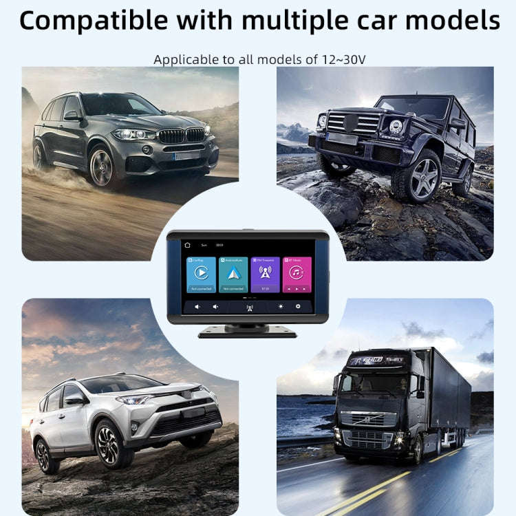 B300R 7 inch Portable Car MP5 Player Built-in Driving Recorder Support CarPlay / Android Auto(Black)