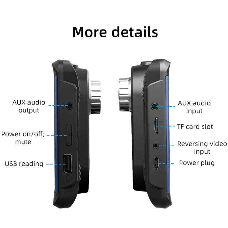 B300R 7 inch Portable Car MP5 Player Built-in Driving Recorder Support CarPlay / Android Auto(Black)