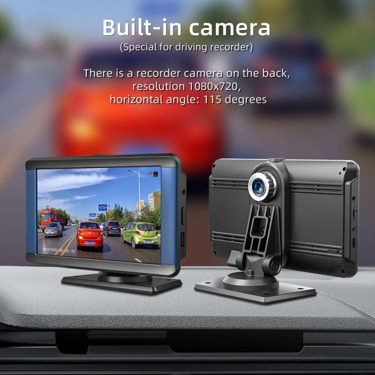 B300R 7 inch Portable Car MP5 Player Built-in Driving Recorder Support CarPlay / Android Auto(Black)
