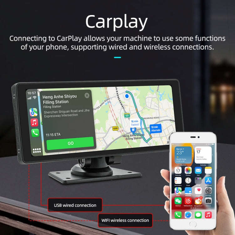 B5303R 10.26 inch Portable Car MP5 Player Built-in Driving Recorder Support CarPlay / Android Aut...