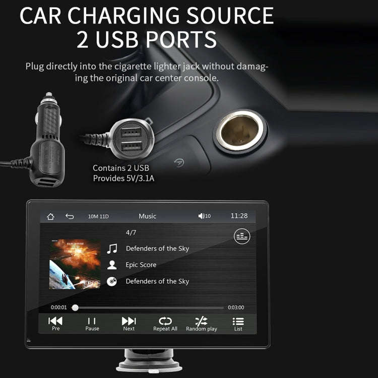 B5305 9 inch Portable Car MP5 Player Support CarPlay / Android Auto(Black)