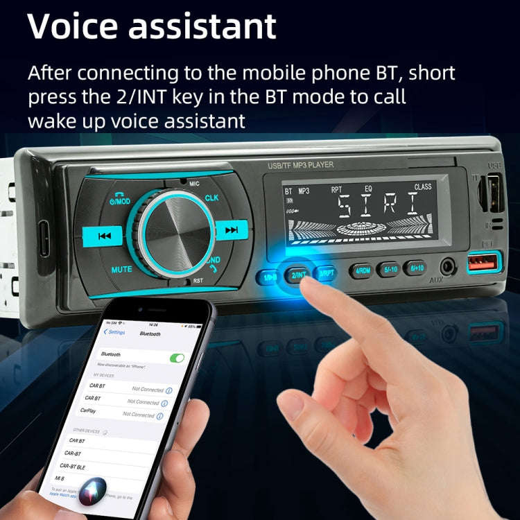 D3156 Car Colorful Lights MP3 Player Supports Voice Assistant / FM(Black)
