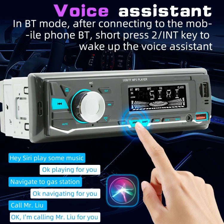 D3162 Car Colorful Lights MP3 Player Supports Voice Assistant / FM(Black)