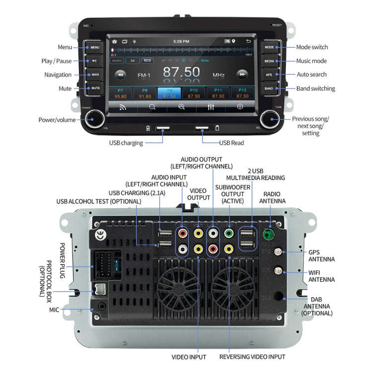 S9070 For Volkswagen 7 inch Portable Car MP5 Player Support CarPlay / Android Auto, Specification...