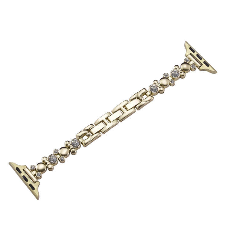For Apple Watch Series 7 41mm Metal Diamond Bear Chain Watch Band(Gold)