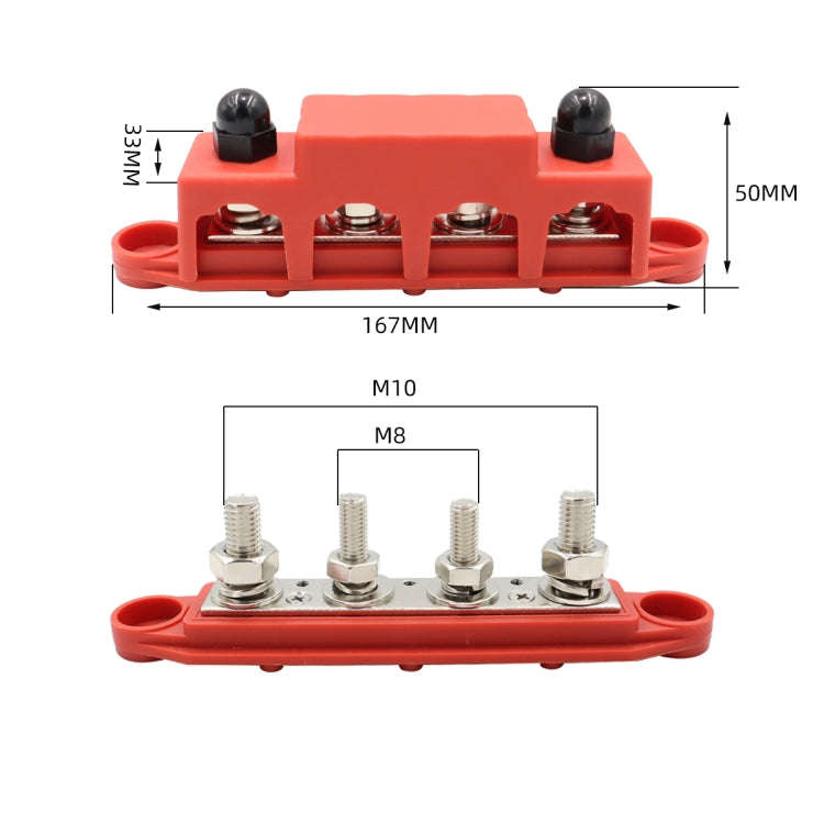 CP-4016 M10+M8 Power Distribution Block Terminal Studs with Terminals(Red)