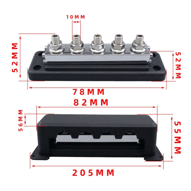 CP-4330-01 600A M10 Power Distribution Block Terminal Studs(Black)