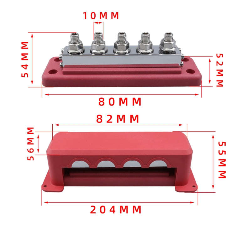 CP-4330-02 600A M10 Power Distribution Block Terminal Studs(Red)