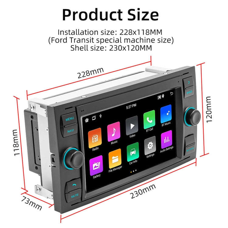 For Ford Transit 7 inch Android Navigation Machine Supports WiFi / GPS / RDS, Specification:2GB+3...