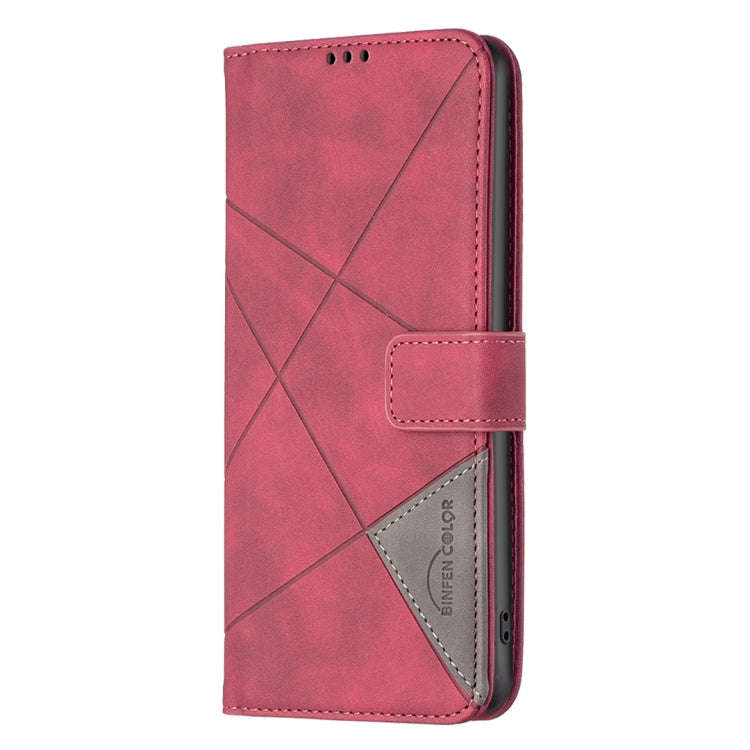 For Infinix Hot 50 4G Magnetic Buckle Rhombus Texture Leather Phone Case(Red)