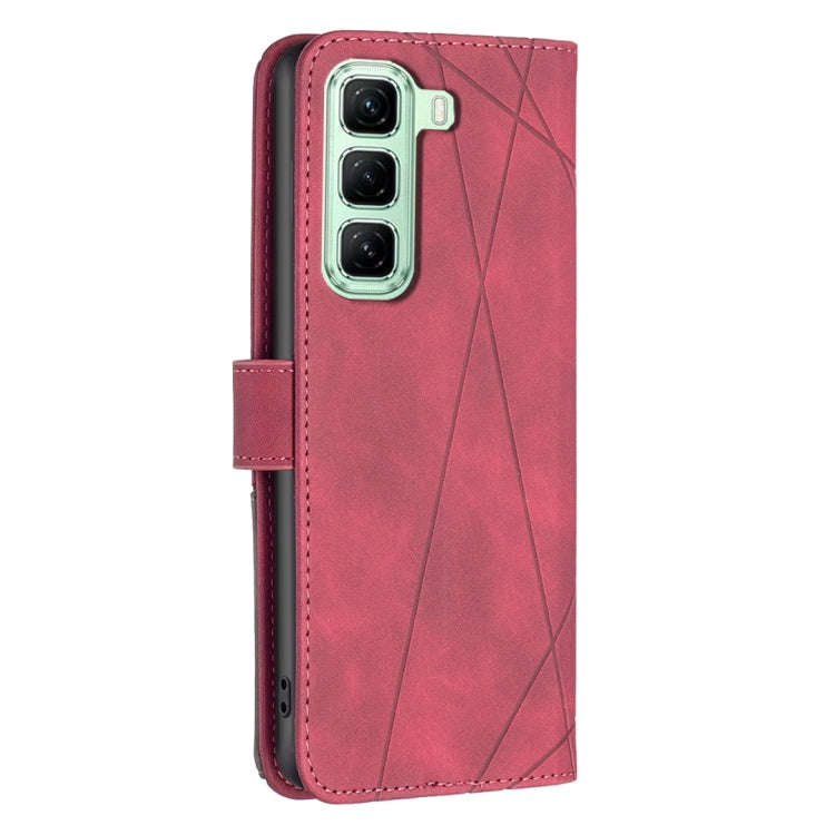 For Infinix Hot 50 4G Magnetic Buckle Rhombus Texture Leather Phone Case(Red)