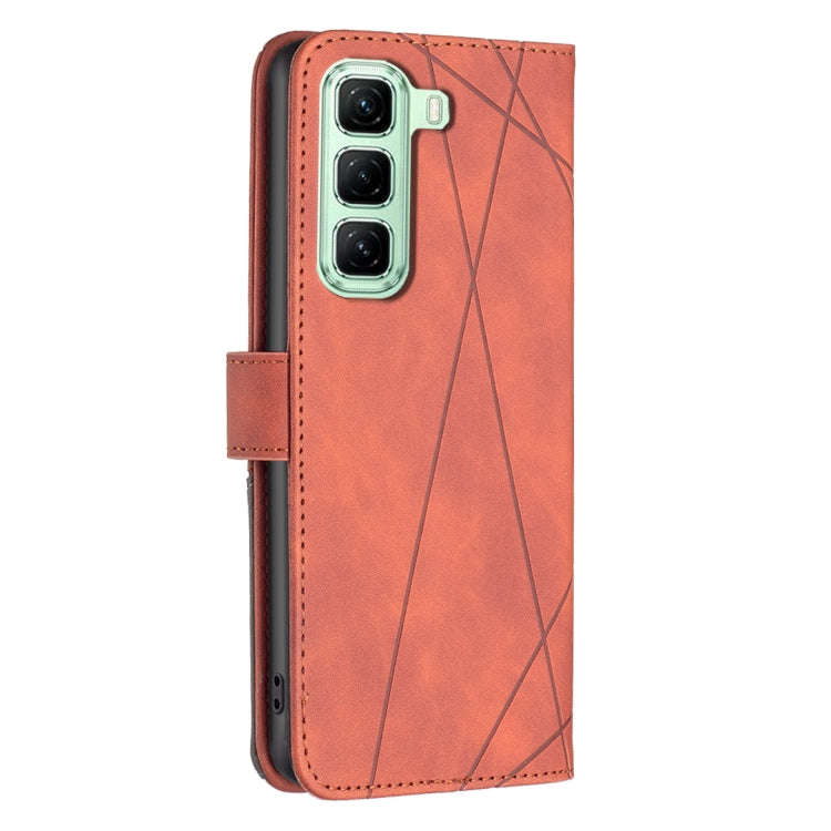 For Infinix Hot 50 4G Magnetic Buckle Rhombus Texture Leather Phone Case(Brown)