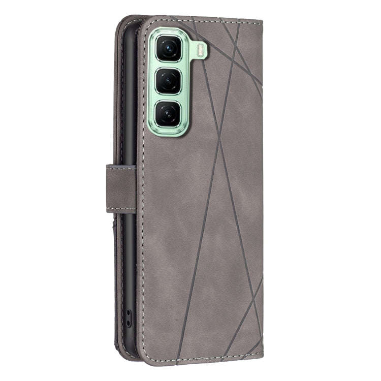 For Infinix Hot 50 4G Magnetic Buckle Rhombus Texture Leather Phone Case(Grey)