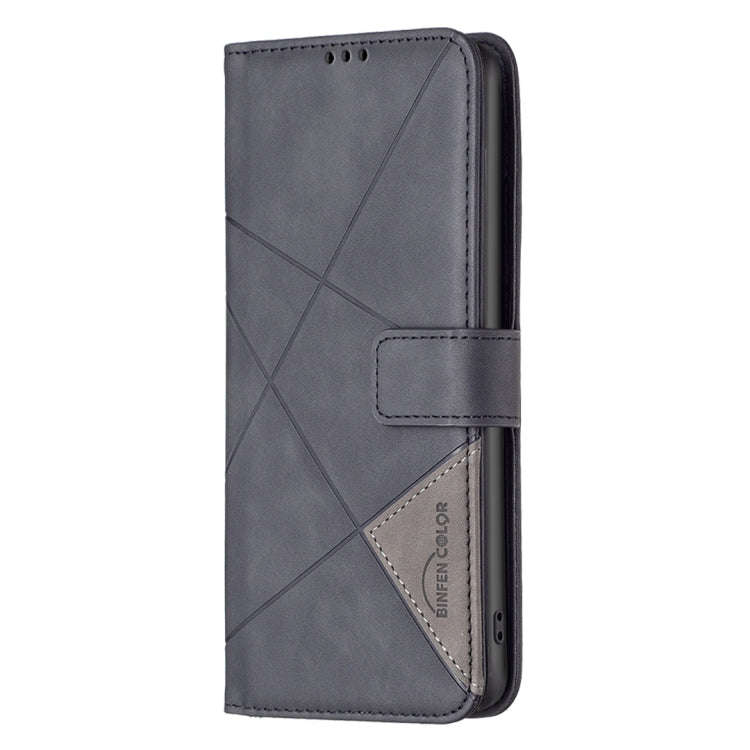 For Infinix Hot 50 4G Magnetic Buckle Rhombus Texture Leather Phone Case(Black)