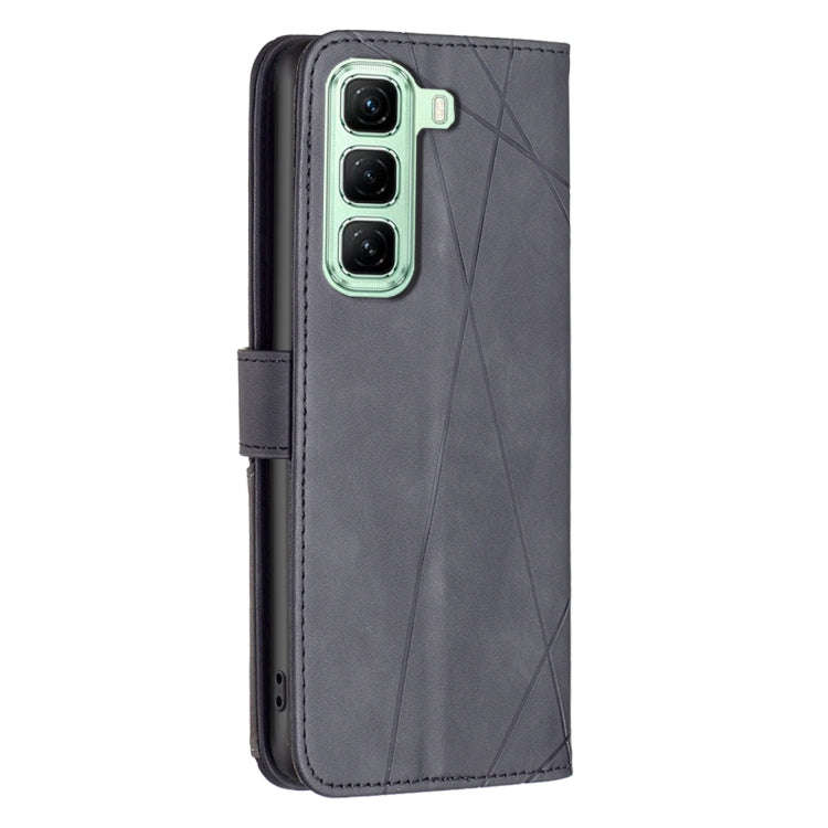 For Infinix Hot 50 4G Magnetic Buckle Rhombus Texture Leather Phone Case(Black)