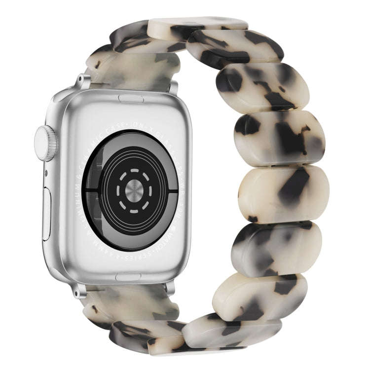 For Apple Watch SE 2022 40mm Stretch Rope Resin Watch Band(Dark Brown White)
