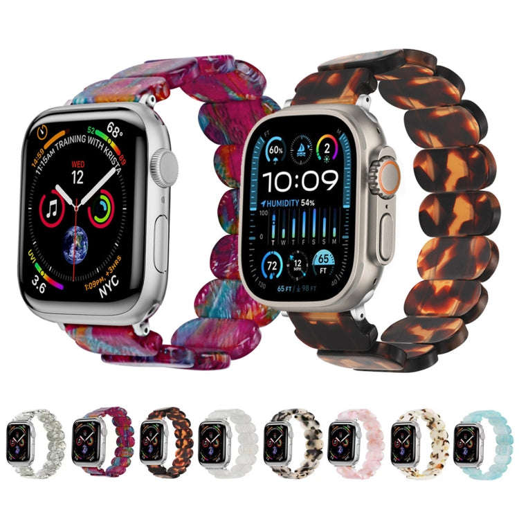For Apple Watch Series 7 41mm Stretch Rope Resin Watch Band(Tortoiseshell)