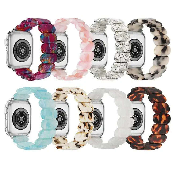 For Apple Watch Series 7 41mm Stretch Rope Resin Watch Band(Pearlescent Rainbow)