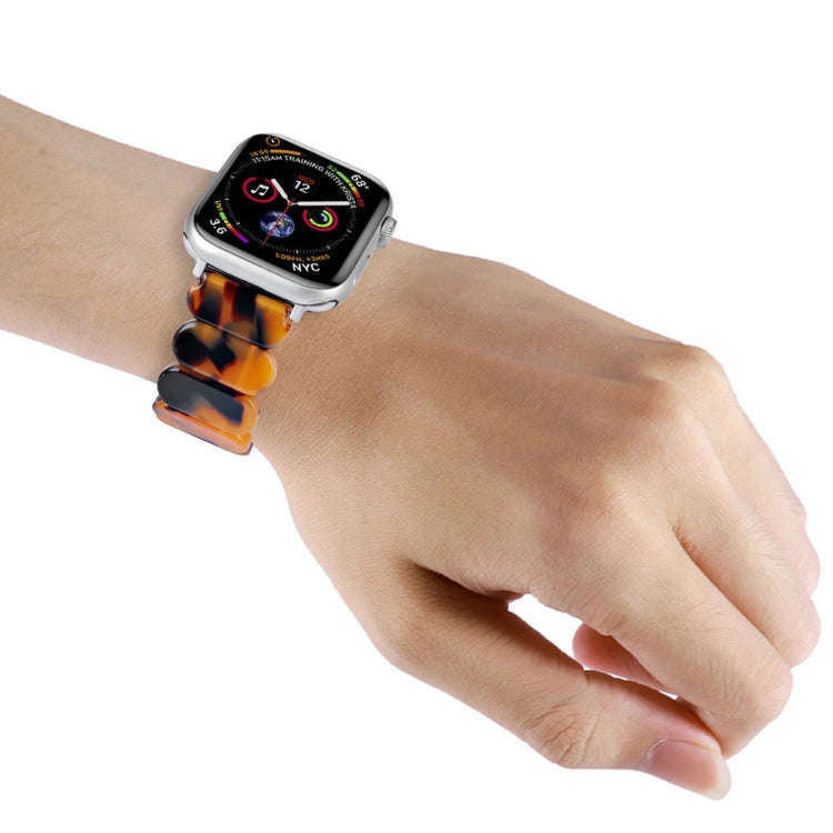 For Apple Watch Series 7 41mm Stretch Rope Resin Watch Band(Tortoiseshell)
