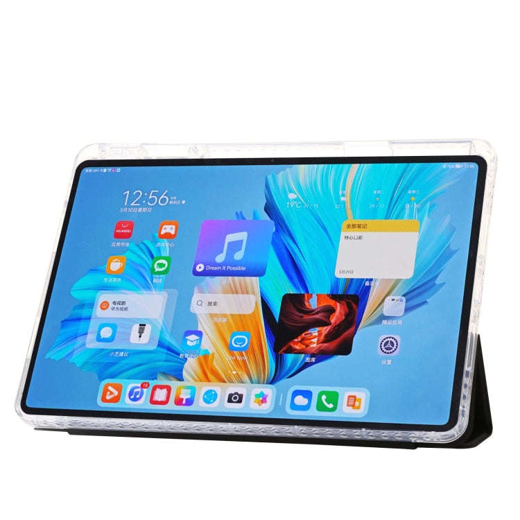 For Huawei MatePad 11.5 / Air 11.5 Clear Acrylic 3-Fold Leather Tablet Case(Black)