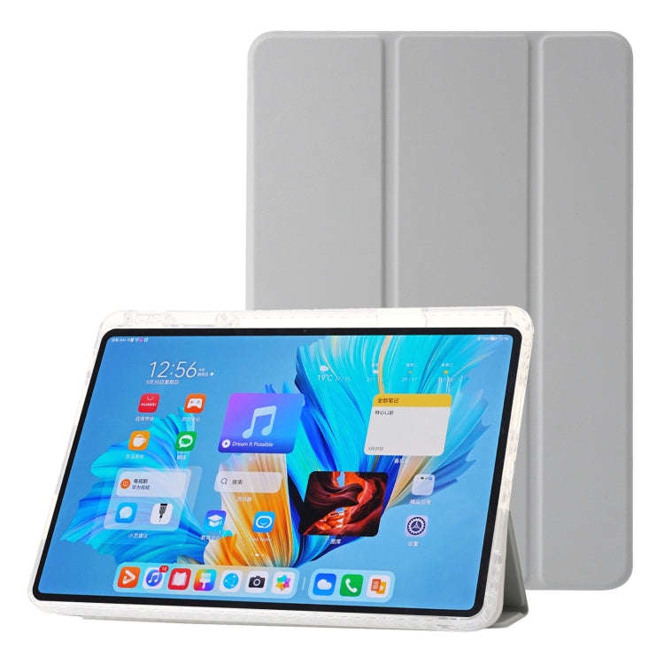 For Huawei MatePad 11.5 / Air 11.5 Clear Acrylic 3-Fold Leather Tablet Case(Grey)