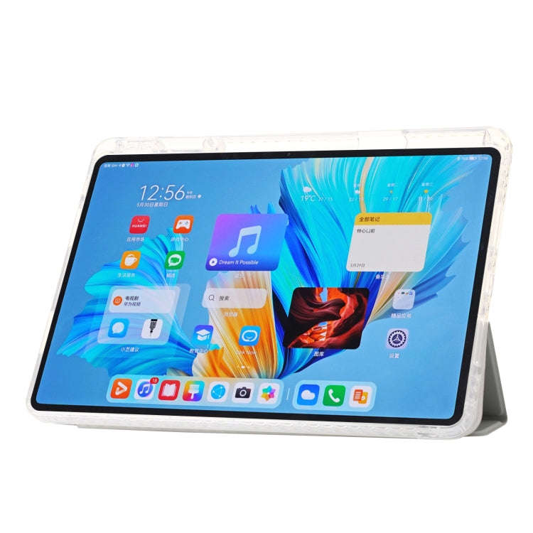 For Huawei MatePad 11.5 / Air 11.5 Clear Acrylic 3-Fold Leather Tablet Case(Grey)