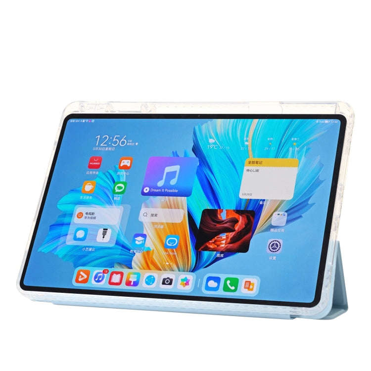For Huawei MatePad 11.5 / Air 11.5 Clear Acrylic 3-Fold Leather Tablet Case(Ice Blue)