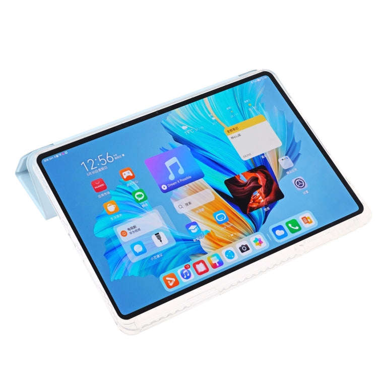 For Huawei MatePad 11.5 / Air 11.5 Clear Acrylic 3-Fold Leather Tablet Case(Ice Blue)