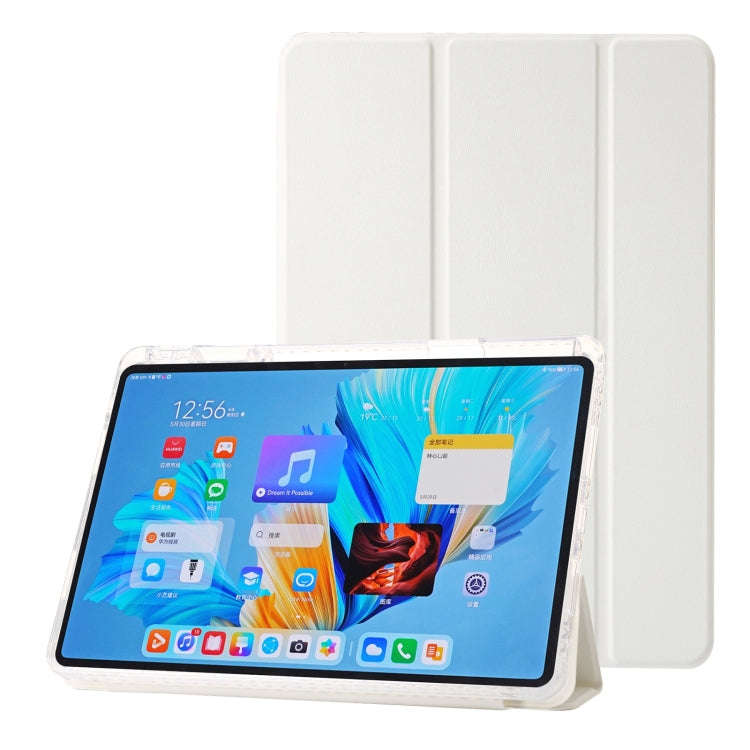 For Huawei MatePad 11.5 / Air 11.5 Clear Acrylic 3-Fold Leather Tablet Case(White)