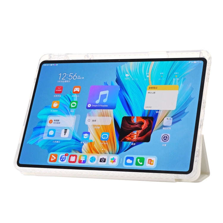 For Huawei MatePad 11.5 / Air 11.5 Clear Acrylic 3-Fold Leather Tablet Case(White)