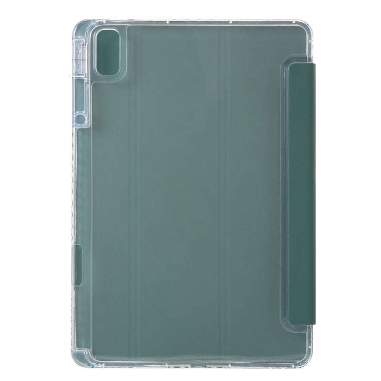 For Huawei Matepad 11 2021 / 2023 Clear Acrylic 3-Fold Leather Tablet Case(Dark Green)