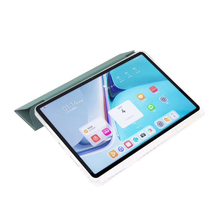 For Huawei Matepad 11 2021 / 2023 Clear Acrylic 3-Fold Leather Tablet Case(Dark Green)