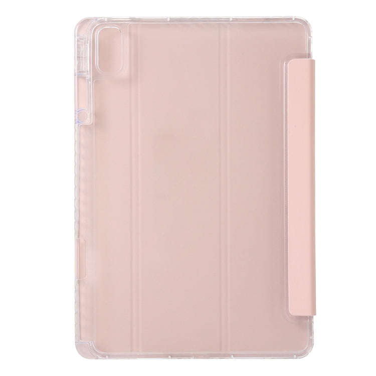 For Huawei Matepad 11 2021 / 2023 Clear Acrylic 3-Fold Leather Tablet Case(Pink)