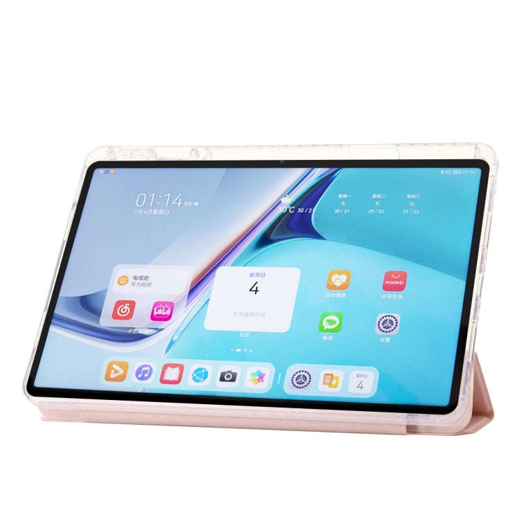 For Huawei Matepad 11 2021 / 2023 Clear Acrylic 3-Fold Leather Tablet Case(Pink)