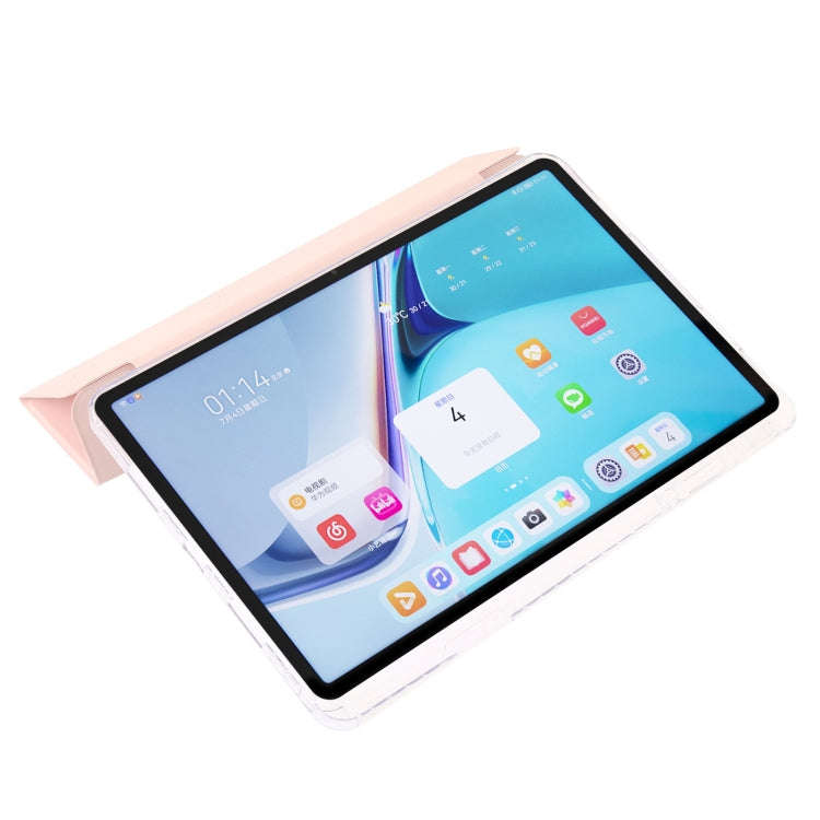 For Huawei Matepad 11 2021 / 2023 Clear Acrylic 3-Fold Leather Tablet Case(Pink)