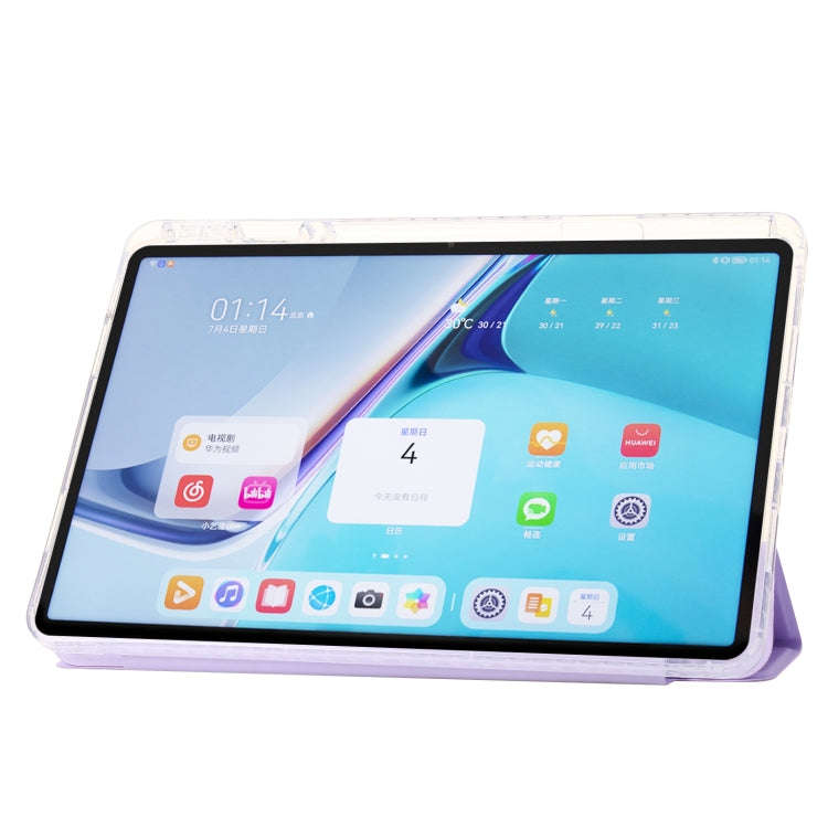 For Huawei Matepad 11 2021 / 2023 Clear Acrylic 3-Fold Leather Tablet Case(Purple)