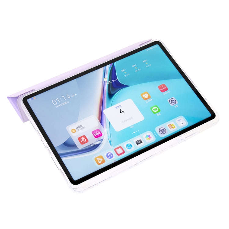 For Huawei Matepad 11 2021 / 2023 Clear Acrylic 3-Fold Leather Tablet Case(Purple)