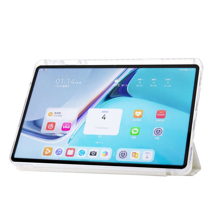 For Huawei Matepad 11 2021 / 2023 Clear Acrylic 3-Fold Leather Tablet Case(White)