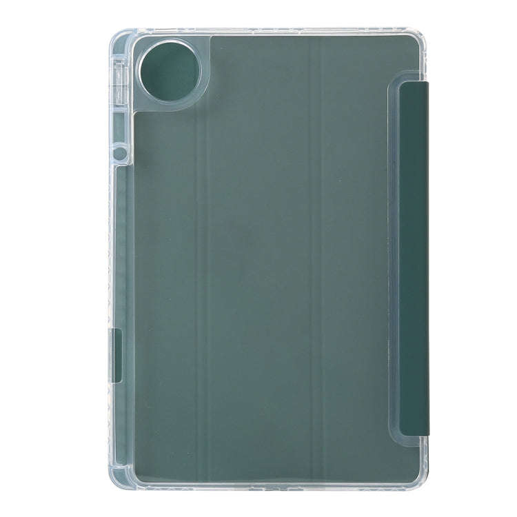 For Huawei Matepad 11 Pro 2022 Clear Acrylic 3-Fold Leather Tablet Case(Dark Green)