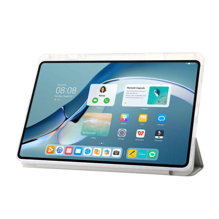 For Huawei Matepad 11 Pro 2022 Clear Acrylic 3-Fold Leather Tablet Case(Grey)