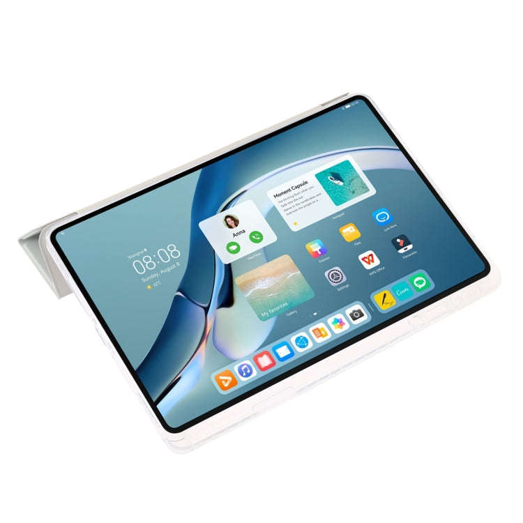 For Huawei Matepad 11 Pro 2022 Clear Acrylic 3-Fold Leather Tablet Case(Grey)