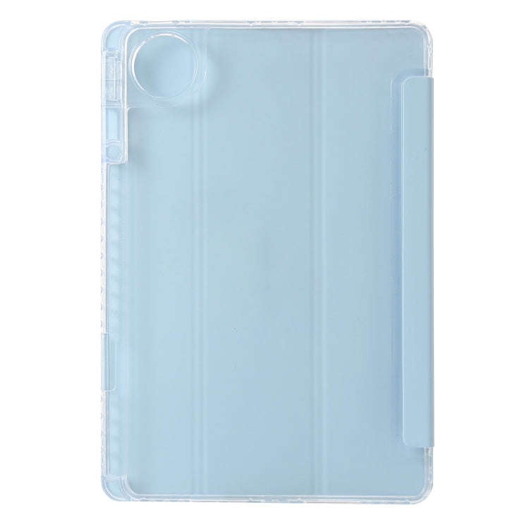 For Huawei Matepad 11 Pro 2022 Clear Acrylic 3-Fold Leather Tablet Case(Ice Blue)