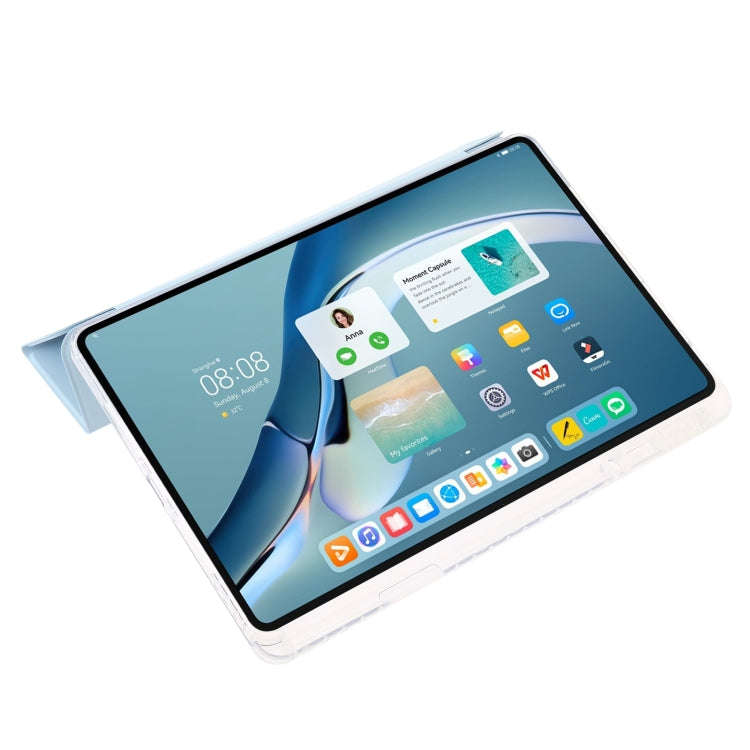 For Huawei Matepad 11 Pro 2022 Clear Acrylic 3-Fold Leather Tablet Case(Ice Blue)
