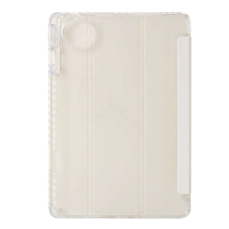 For Huawei Matepad 11 Pro 2022 Clear Acrylic 3-Fold Leather Tablet Case(White)